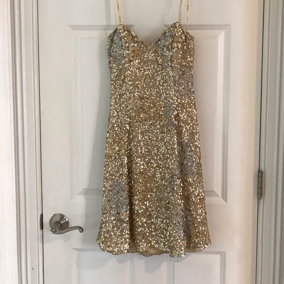 Scala Dresses & Skirts - Scala sequin dress gold size 2